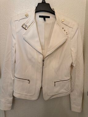 White House Black Market Off-White Biker Jacket